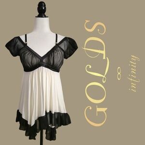 Golds Infinity Gyaru Black & White Sheer Babydoll Top/Dress One-size Japan